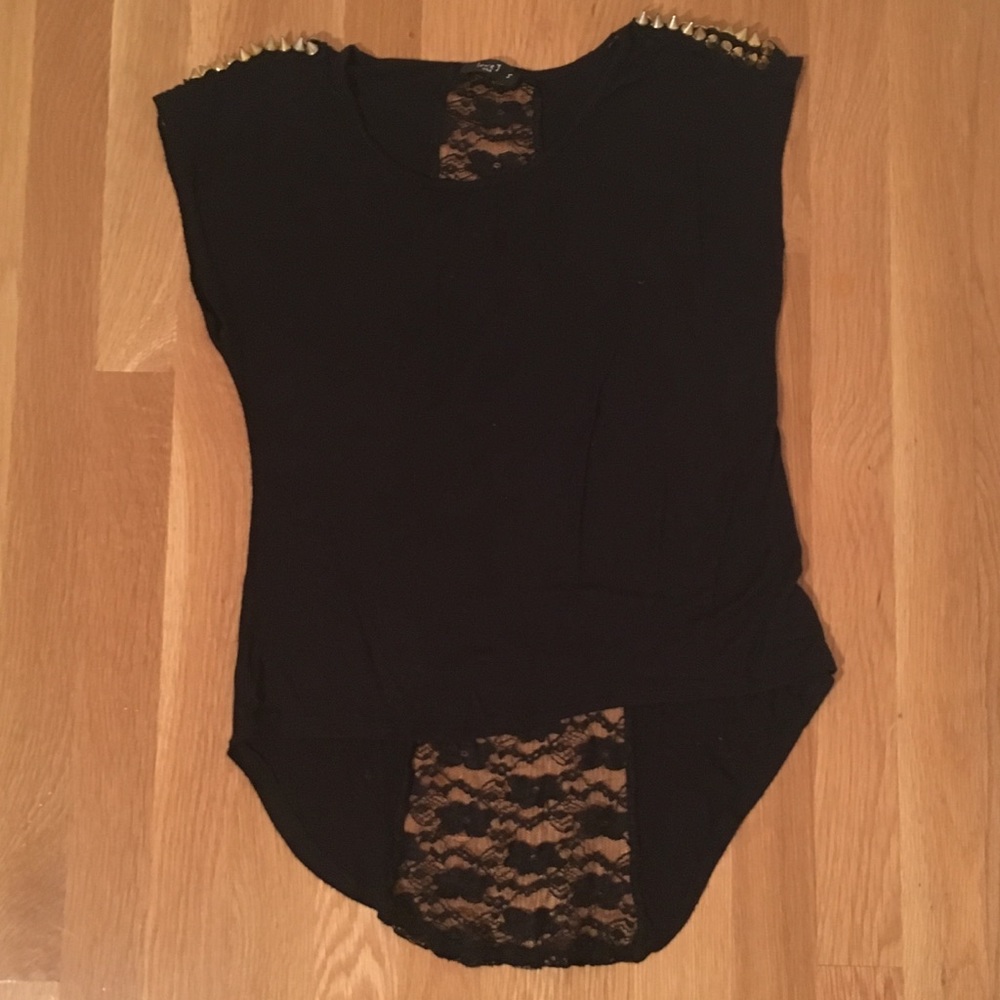 Top with lace back and shoulder spikes